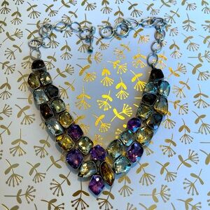 Sterling silver stone cluster necklace